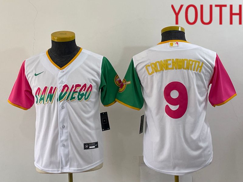 Youth San Diego Padres 9 Cronenworth White City Edition Nike 2022 MLB Jersey